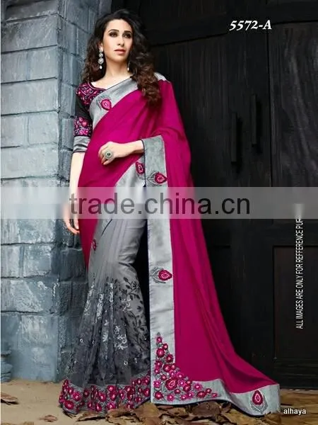 Designer Velvet Blouse and Red and Black Color Womaniya Designer Sarees Collections photo-2