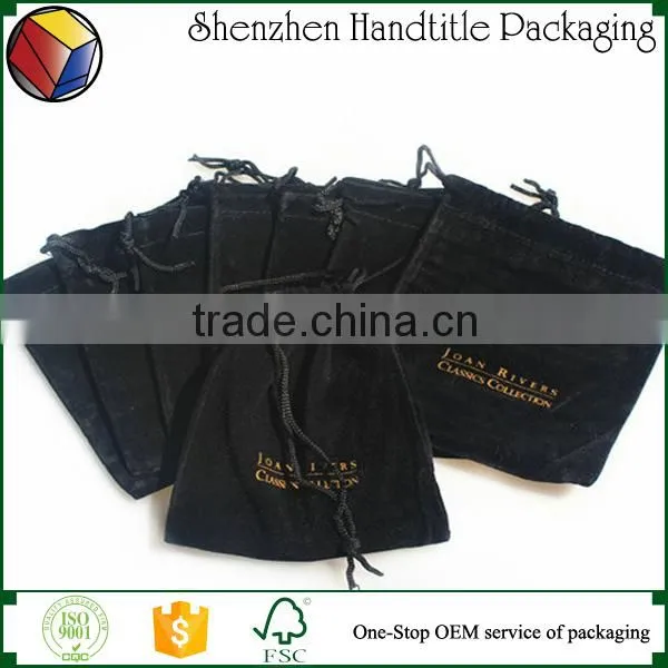 Screen Printing Velvet Pouch Logo Jewelry Pouch With Logo Gold Foil Stamping photo-3