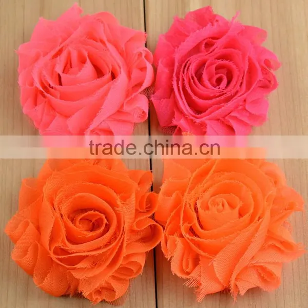 Wholesale Solid Shabby Chiffon Flower Frayed Shabby Chic Flowers Shabby Rose Trim Lovely Rosette Chiffon Shabby photo-3