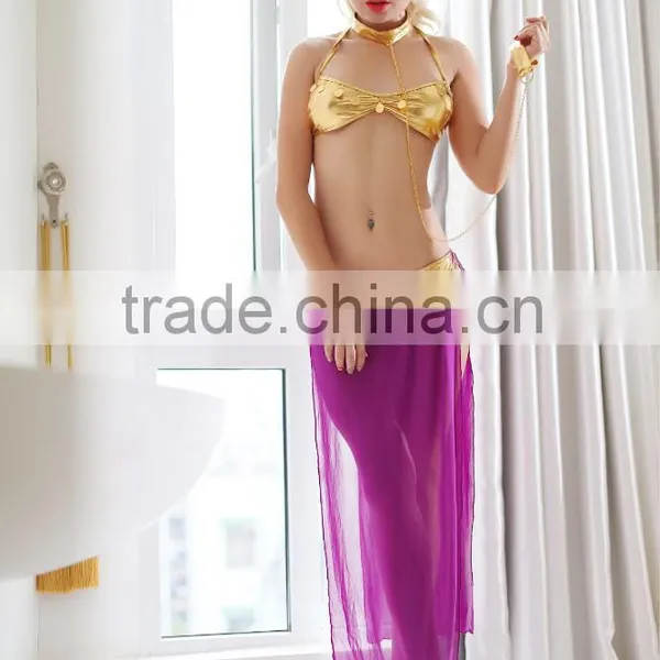 New Style Polyester Transparent Belly Dance Sexy Egypt Costume With PVC Bra photo-2