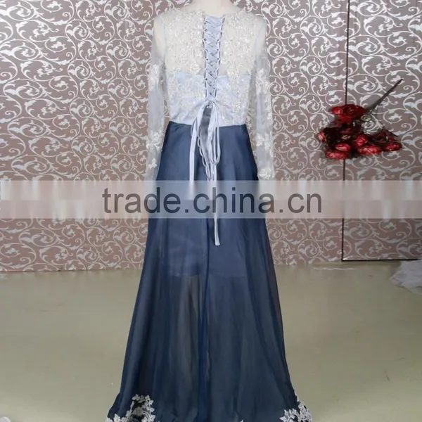 RSE650 Silver Grey And Teal Mother Of The Bride Dress With Sleeves Short And Long photo-3