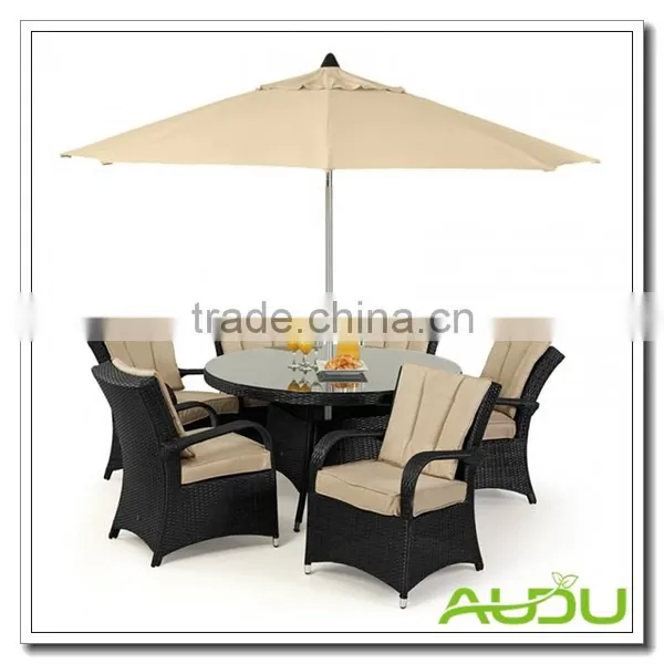 Audu Sicilia Black Rattan Garden Dining Set For 6 Seat photo-3