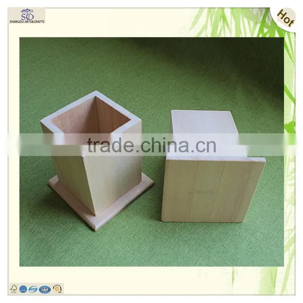 Fashion Office Desk Storaging Decorating Paulownia Wooden Pen Holder photo-4