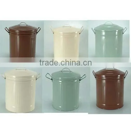 Colorful Galvanized Metal Garbage Can Trash Can Waste Bin photo-3