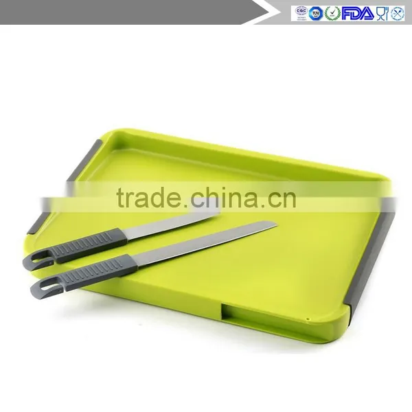 High Quality Block,Unique Double Sided, With Free 2-Piece Knife,Non Slip Design,Green,Great for Kitchen photo-3