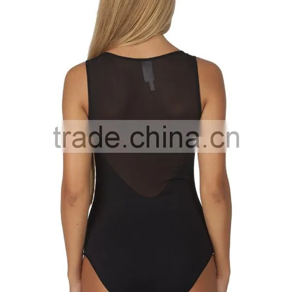 Fashion Women's Sleeveless Mesh Back Sweetheart Leotard Adult Sexy Transparent Bodysuit photo-3
