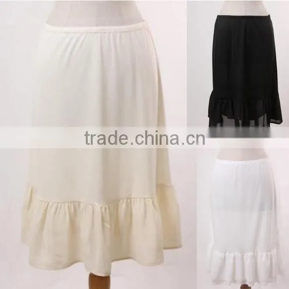 Slip Skirt Extender, High Waisted Pencil Cut Slip Skirt Extender, 100% Polyester Chiffon Ruffle Mesh Skirts