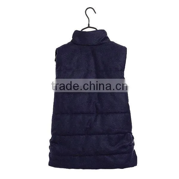 Factory Women Fashion Comfortable Winter Spring Sleeveless Asymmetrical Front Short Back Long Blue Jacket photo-3
