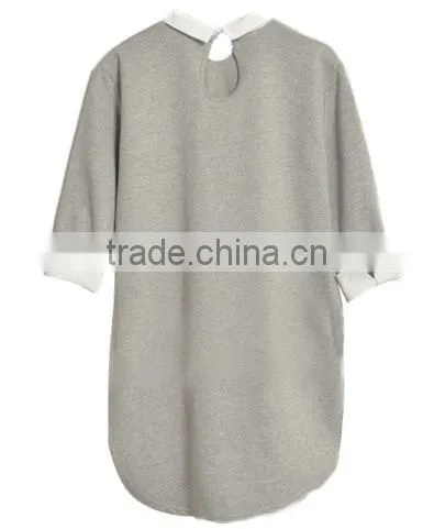 Hot Style Grey and White Custom T-shirt With Short Front Long Back Design photo-2