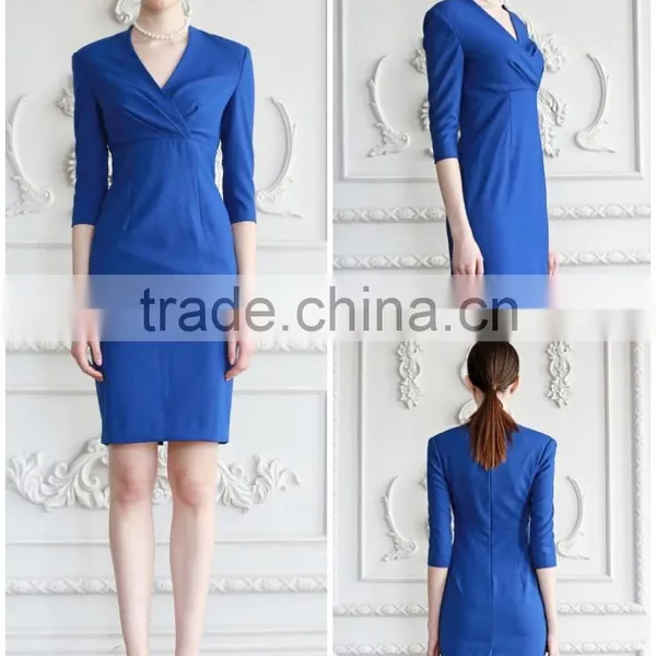 Fashion Design Slim Fit Office Ladies Formal Dress Half Sleeve Dress photo-2