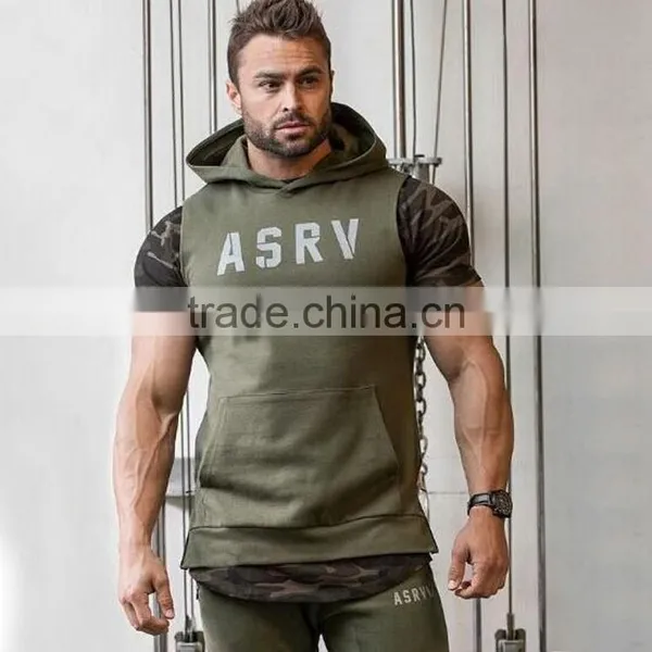 2016 Hooded Sleeveless Undershirt Cotton Sport Vest Waistcoat Sleeveless Tank Top Mens Fitness Hoodies Sweatshirts