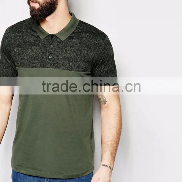 Custom 100% Cotton Casual Style Dri Fit Mens Short Sleeve Polo Shirt With Marble Print In Khaki With Rib Collar photo-2