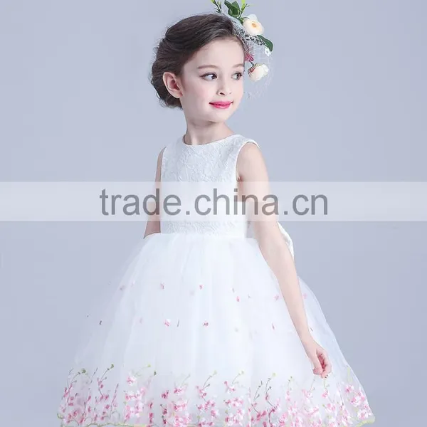 Hot Sale White Gown Tulle Yarn Flower Girl Kids Dresses photo-3