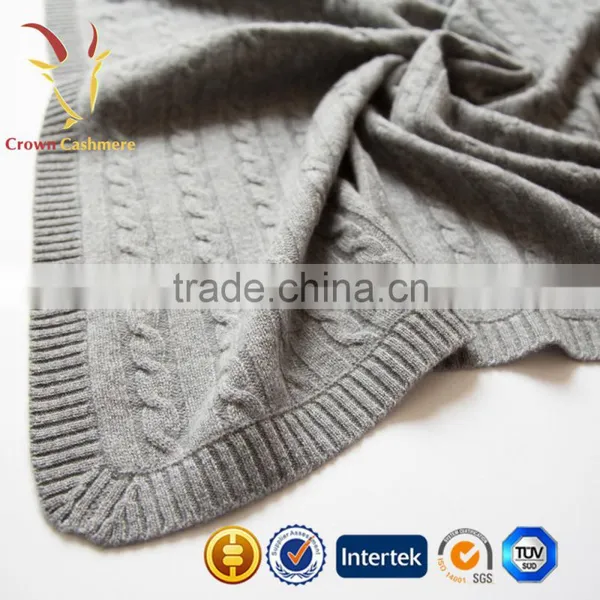 100% Cashmere Wool Cable Knitted Baby Blanket photo-4