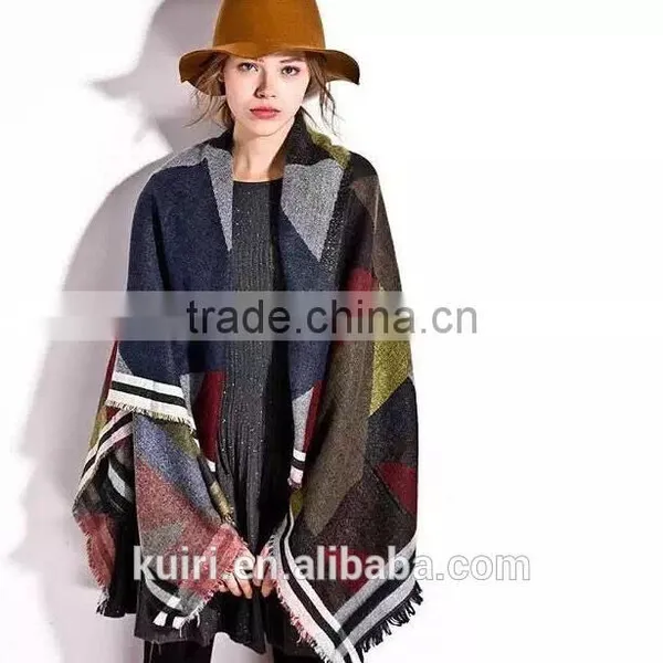The New Bump Color Bevel Thickening Tassel Burrs Scarves Cloth Grid and Long Big Shawl photo-4