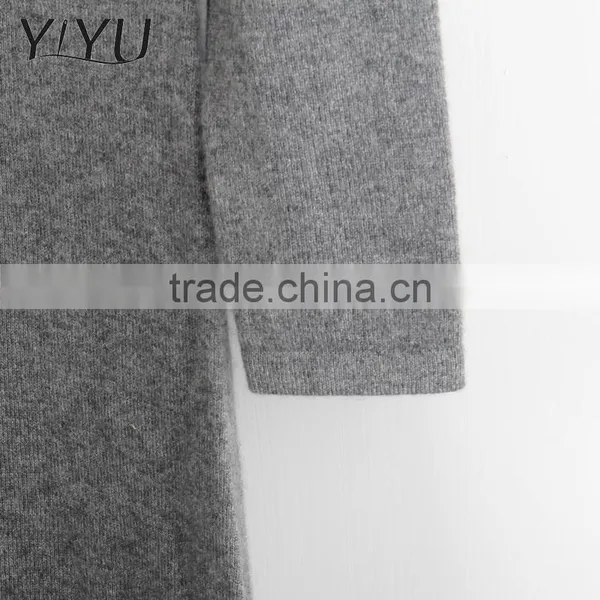 Casual Long Pattern Women Cashmere Grey Turtleneck Pullover Sweater photo-4