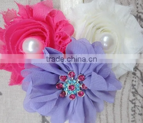 Fashionable Chiffon Shabby Flower Headbands With Pearl Beaded photo-4
