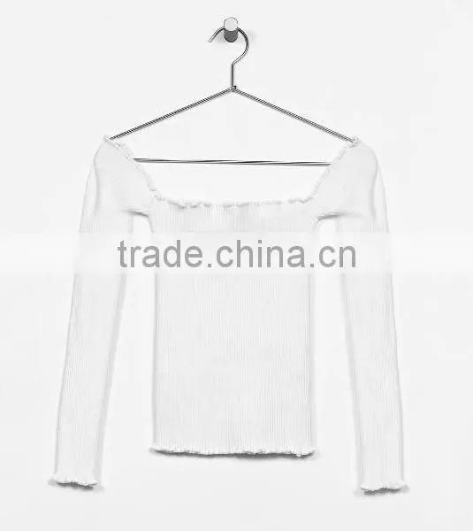 Wholesale Fully Fashioned Acylic Stylish Long Sleeve off the Shoulder Tight Sweater for Women photo-5