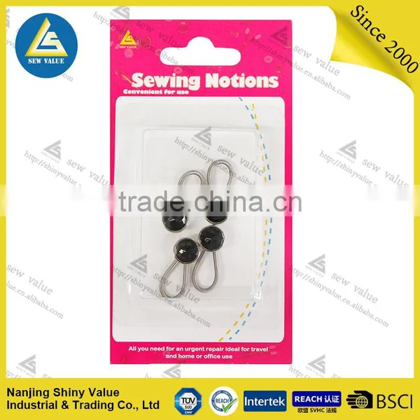 Removable Metal Button Collar Extenders With Spring for Shirts/jeans/trousers With Black Crystal Mounted photo-5