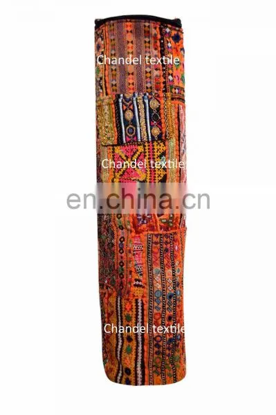 Banjara Old Yoga Mat Bag Banjara Vintage Patch Work Leather Strap Hand Embroidered Hand Made Ethnic Hand Embroidered Vintage photo-5