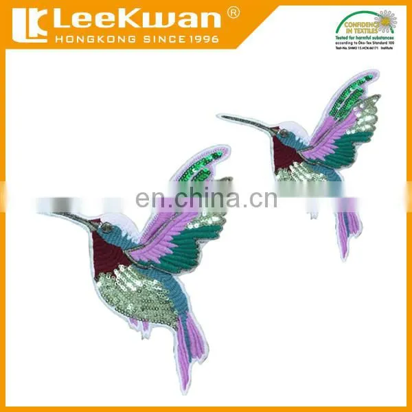 Colorful Sequined Bird Patch Sweater Decoration Applique Vintage Embroidered Birds photo-3