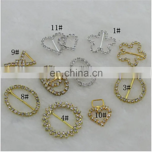 Grade A Rhinestone Heart Buckles Wedding Ribbon Slider 25mm Bar photo-2