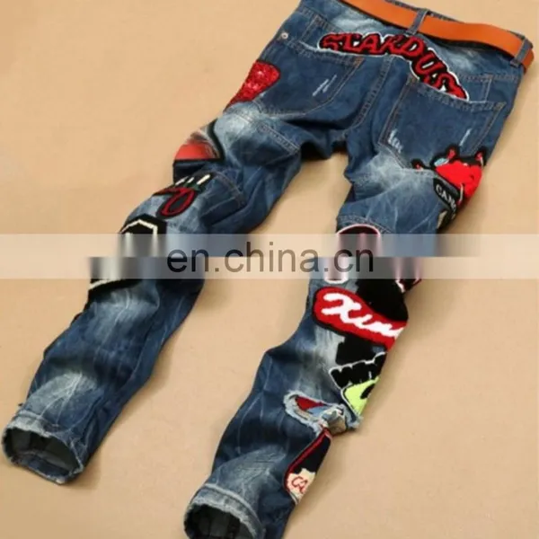 DiZNEW Trendy Cloth 2020 New Popular Embroidery Skinny Heavy Washed Men Denim Jeans photo-3