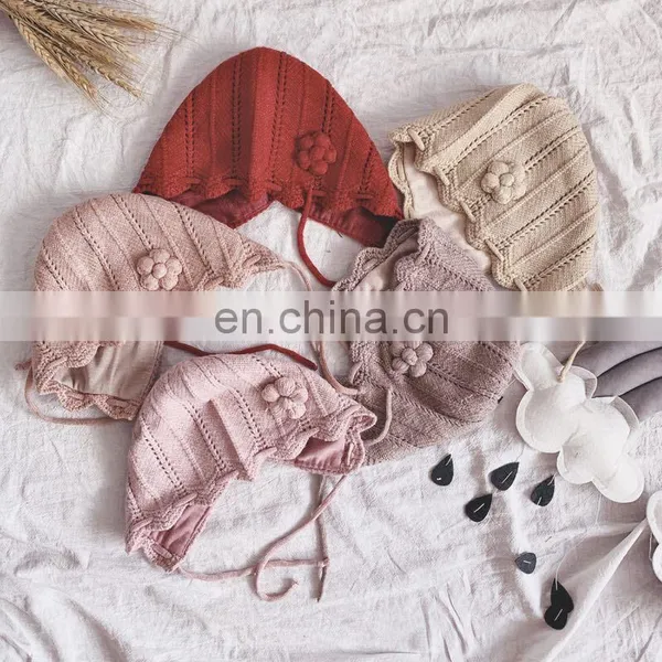Baby Hat Korean Autumn and Winter Models Children's Warm Knitted Woolen Hat Girls Baby Cute Flower Pullover Hat Trend photo-3