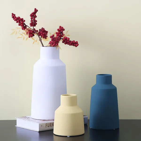 Morandi Color Table Decoration Small White Ceramic Vase, Creative Design photo-4