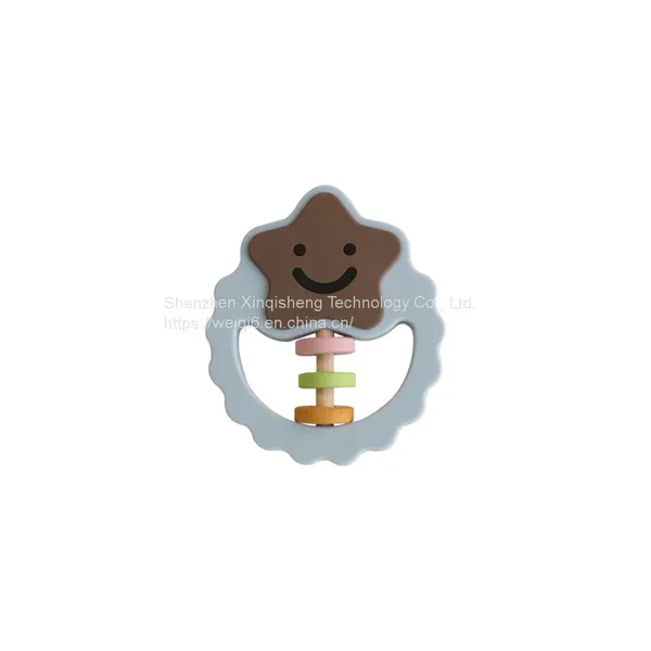 Star Silicone Baby Teether Food Grade Silicone Teething Ring Baby Teething Pendant photo-2