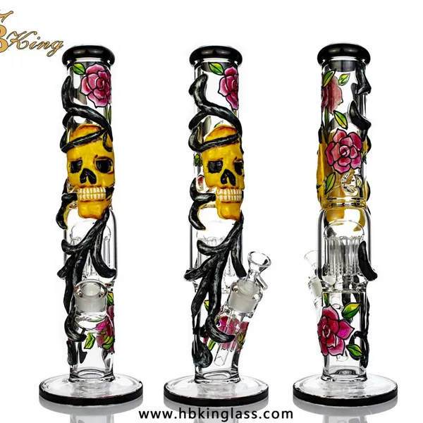 16inch Straight 3D Skull Design High Quanlity Bongs photo-3