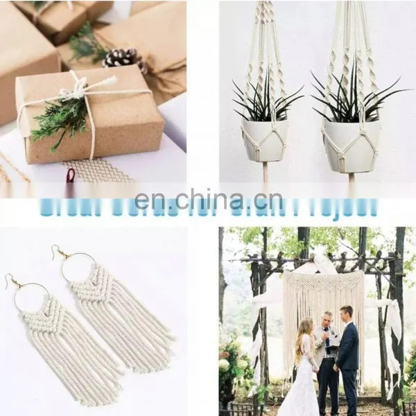 Hot Selling 3MM*100mater 4 Strand Custom Drawstring Macrame Cord Cotton Knitting photo-4