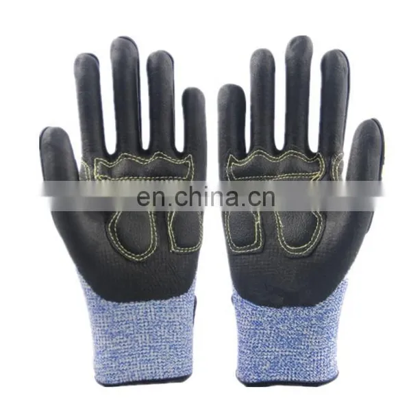 Heavy Duty Industrial TPR Anti Impact Leather Cut Resistant Oil Field Mechanic Safety Working Gloves For Men photo-3