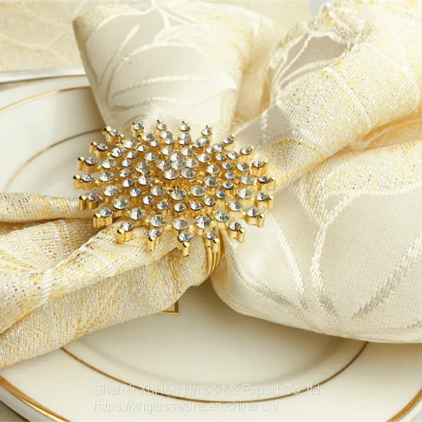 Beaded Round Flower Napkin Rings For Wedding Party Banquet photo-3