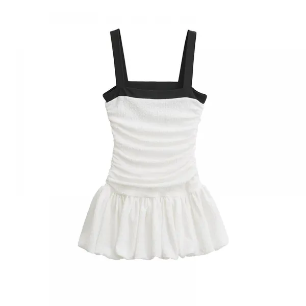 2025 Spring New European and American Wind Ball Version Texture Slimming Strap Dress for Women photo-4