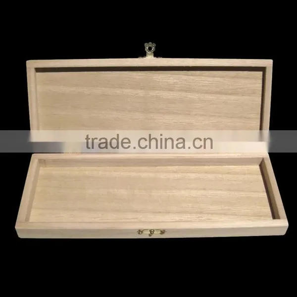 Natural Wooden Cigarette Box Unfinished Hinged Cigar Wooden Box photo-3