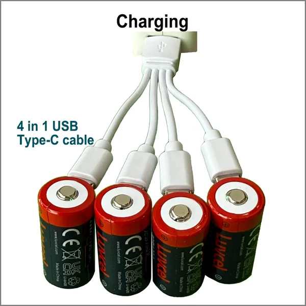 USB-C 3V ICR123A(18350/16340) Rechargeable Lithium Batteries for Flashlight Camera Film Camera Motion Sensor Electronic Lock photo-4