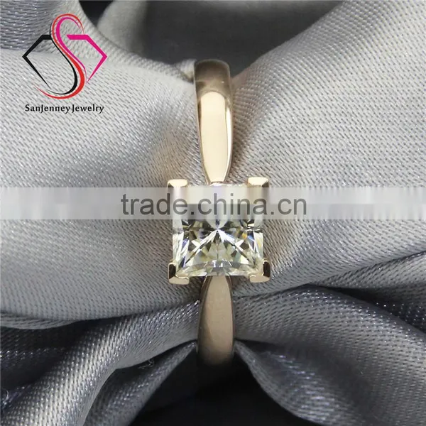 Princess Cut Moissanite Solitaire 1 Carat Sqaure 5.5mm Center 14k Rose Gold Wedding Engagement Ring photo-4