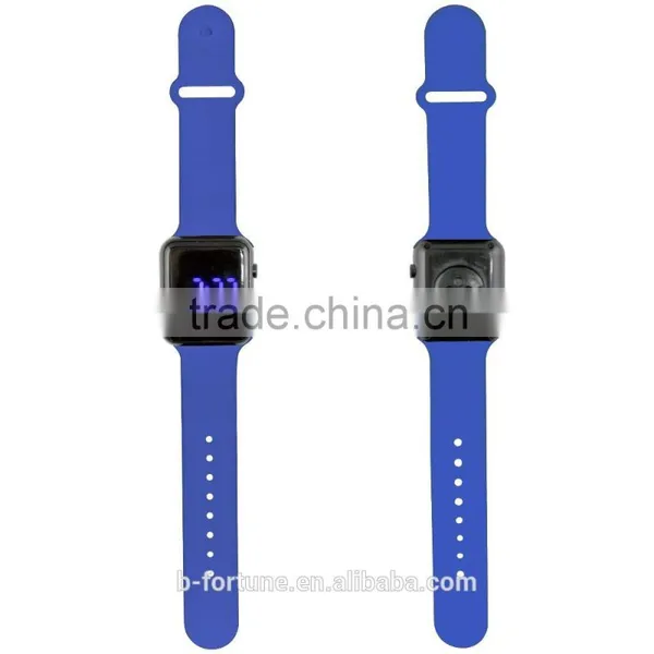 LP1427 Blue Color Changeable Silicone Strap Digital Movement Men LED Watch photo-4