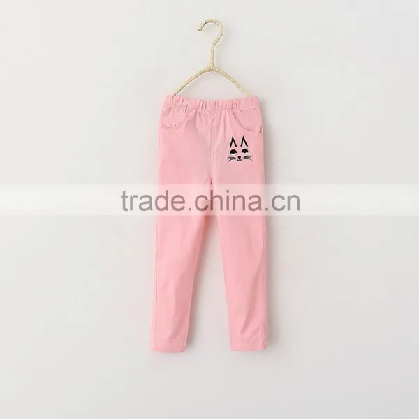 New Cute Baby Girl Clothes 2016 New Summer Girl Cream Color Pants Lovely Little Girl Cats Trousers Pencil Pants photo-3