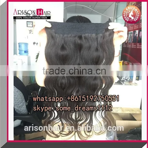 Human Hair Extension Halo Hair Extension 8A Brazilian Unprocessed Virgin Remy Hair Extension Flip in Hair Extension photo-6