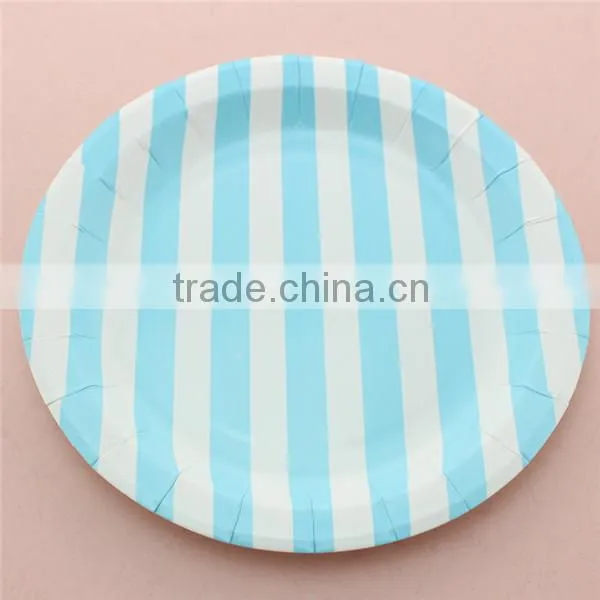 9 Inch Disposable Colorful Round Striped Paper Plate photo-3