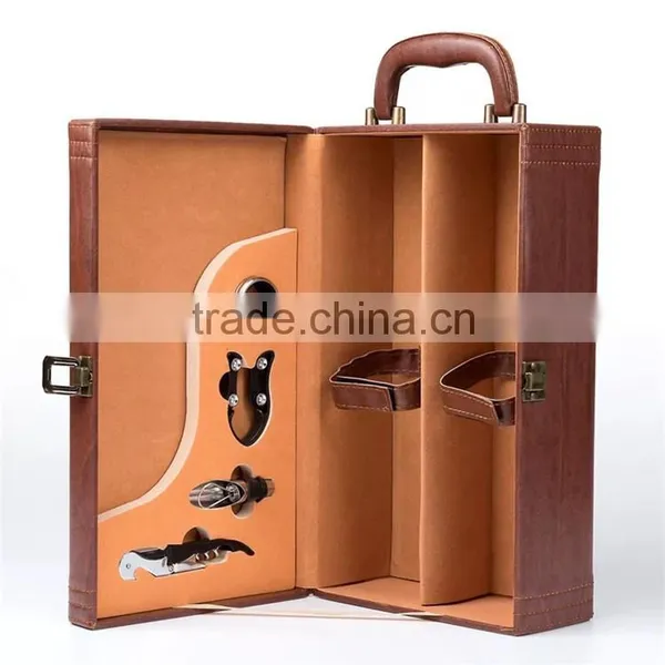New Arrive Luxury The Leather Quality Material and Bar Sets Type Wine Box Gift Set photo-4