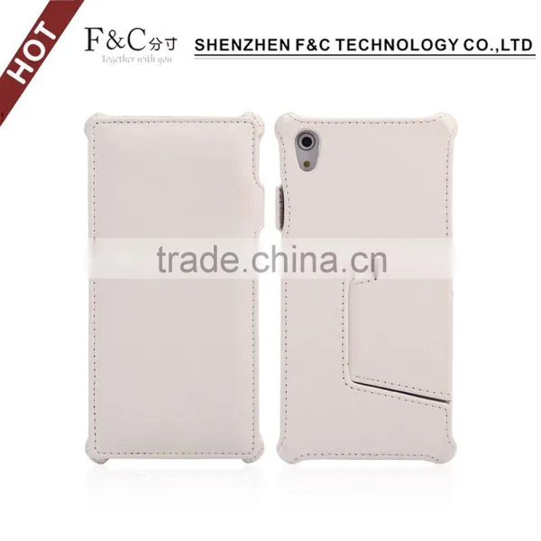 Around Protective Flip Genuine Leather Cover Case Wallet Case for Sony Z5 With Stand photo-2
