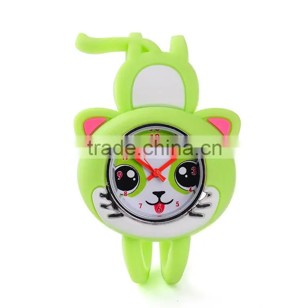 Silicone Bright Color Lying Prone Cat Kid's Summer Wristwatches With CE photo-6