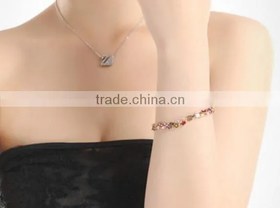 18K Rose Gold Plated Marquise-cut AAA Multicolour Cubic Zircon Bracelet Bangle European Vintage Charm Bracelet photo-2