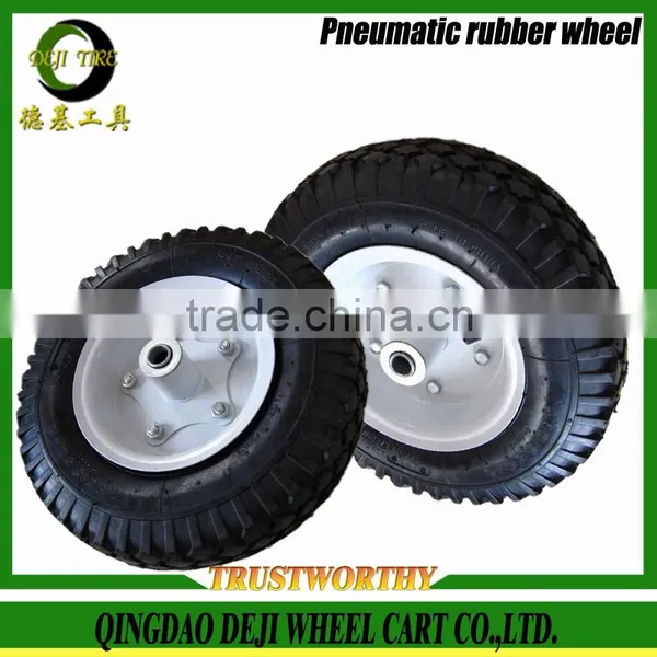 3.50-4 China DEJI Supplier Wheelbarrow Wheel Steel Rim Pneumatic Rubber Wheel photo-4