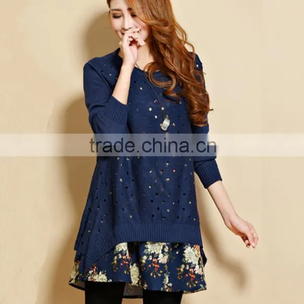 D96047t Spring Maternity Clothes Plus Size Maternity Dress Loose Fashion Long Sleeve Maternity Skirt photo-2