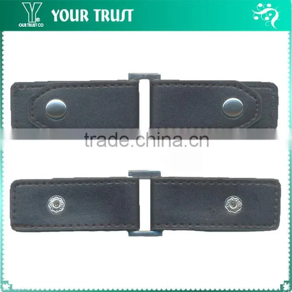Black Leather Gunmetal Alloy Metal Buckle Coat Leather Toggle Buttons photo-3