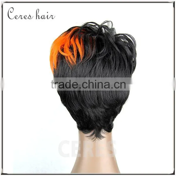 Cheap High Temperature Fiber ST1B Orange Wig Synthetic Wig for Fashion Lady Short Fashionable Wig photo-2